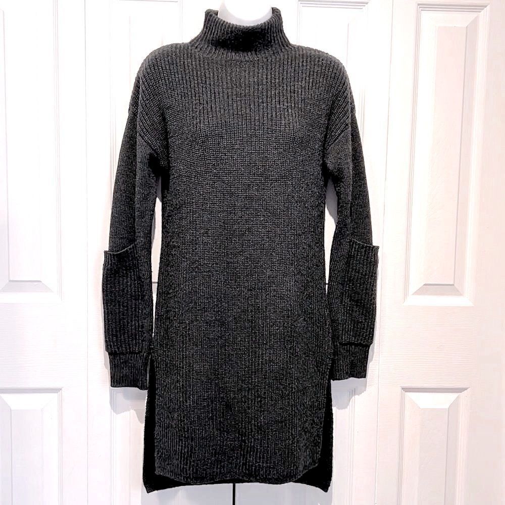 Ellen Tracy Grey Mock Neck Long‎ Sleeve Sweater Tunic Size S